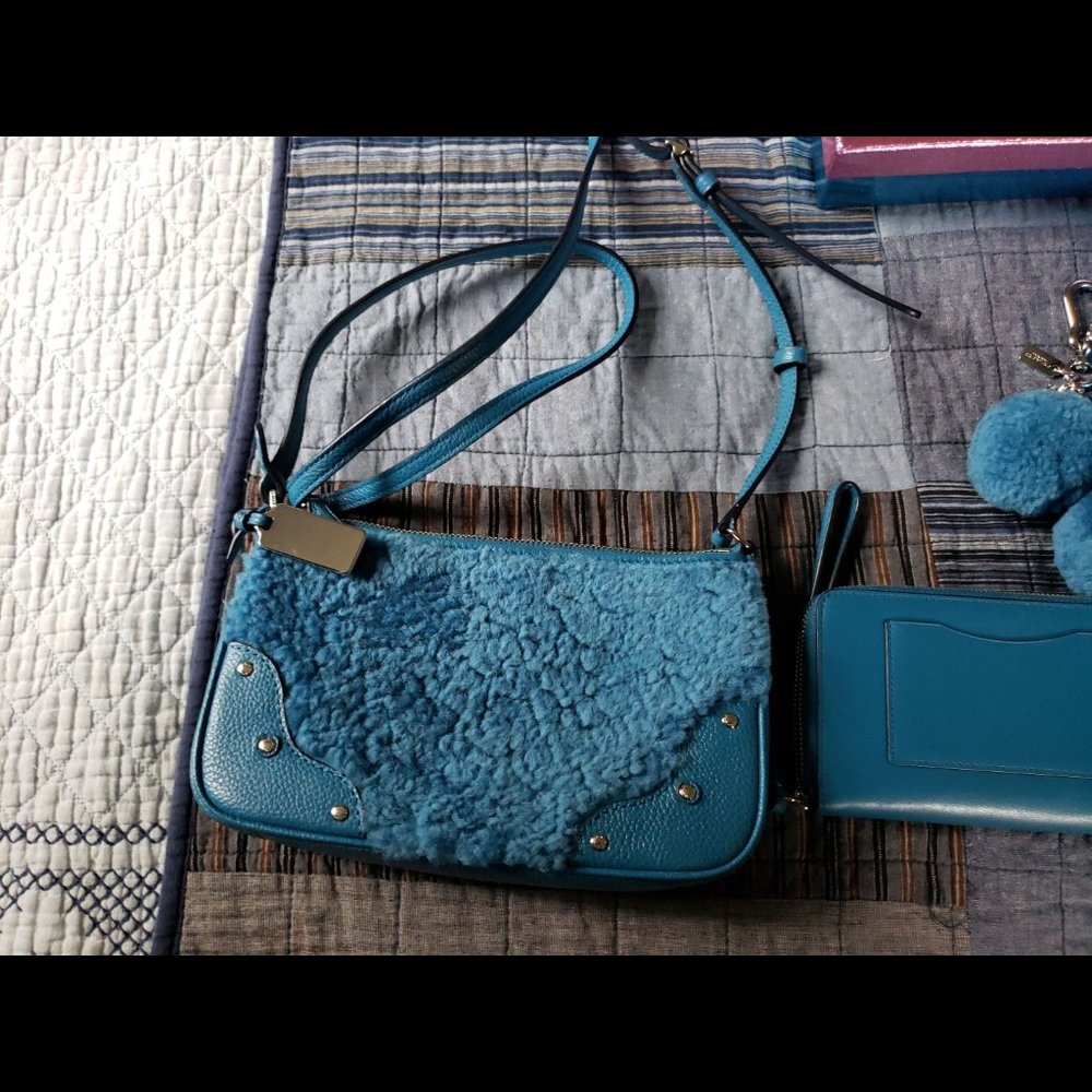 Coach 36490 Small Rhyder Pochette in Shearling blue set - Picture 5 of 7